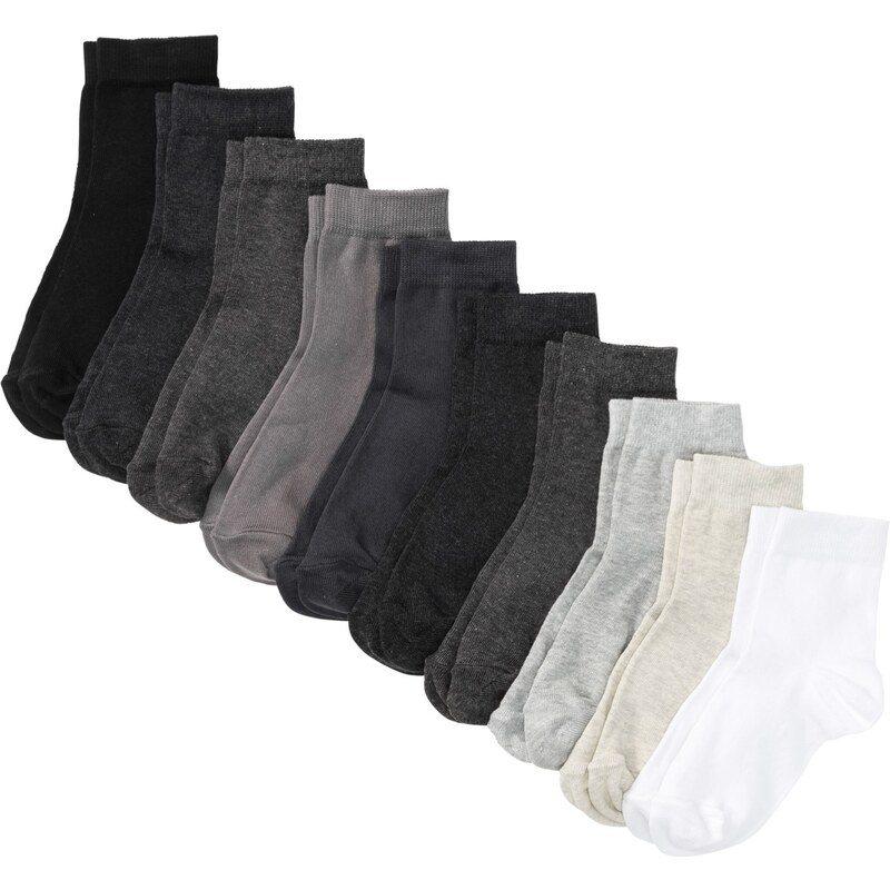bonprix Nízké ponožky (10 párů) s organickou bavlnou Šedá