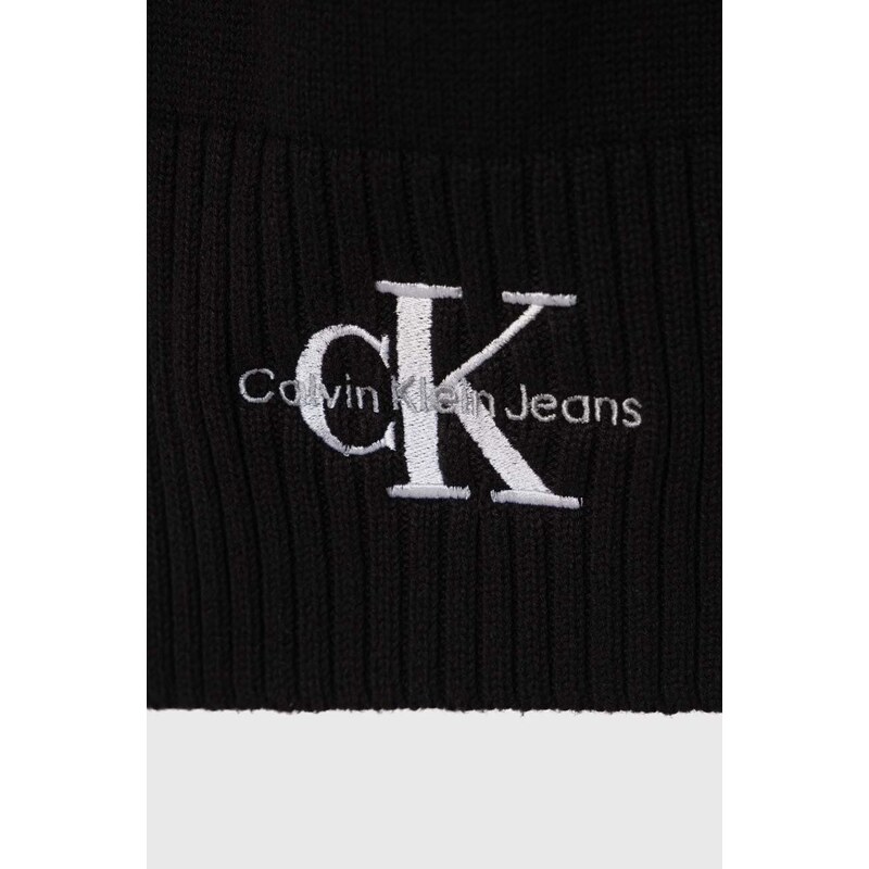 Bavlněný šátek Calvin Klein Jeans černá barva, hladký