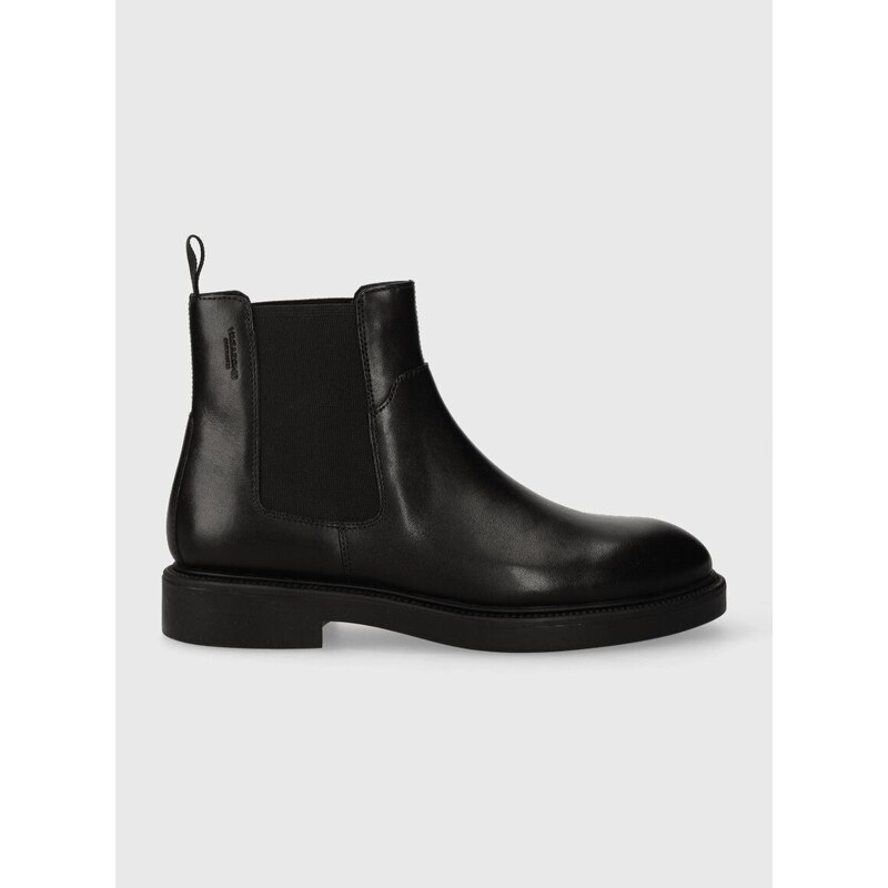 Kožené kotníkové boty Vagabond Shoemakers ALEX W dámské, černá barva, na plochém podpatku, 5648.101.20