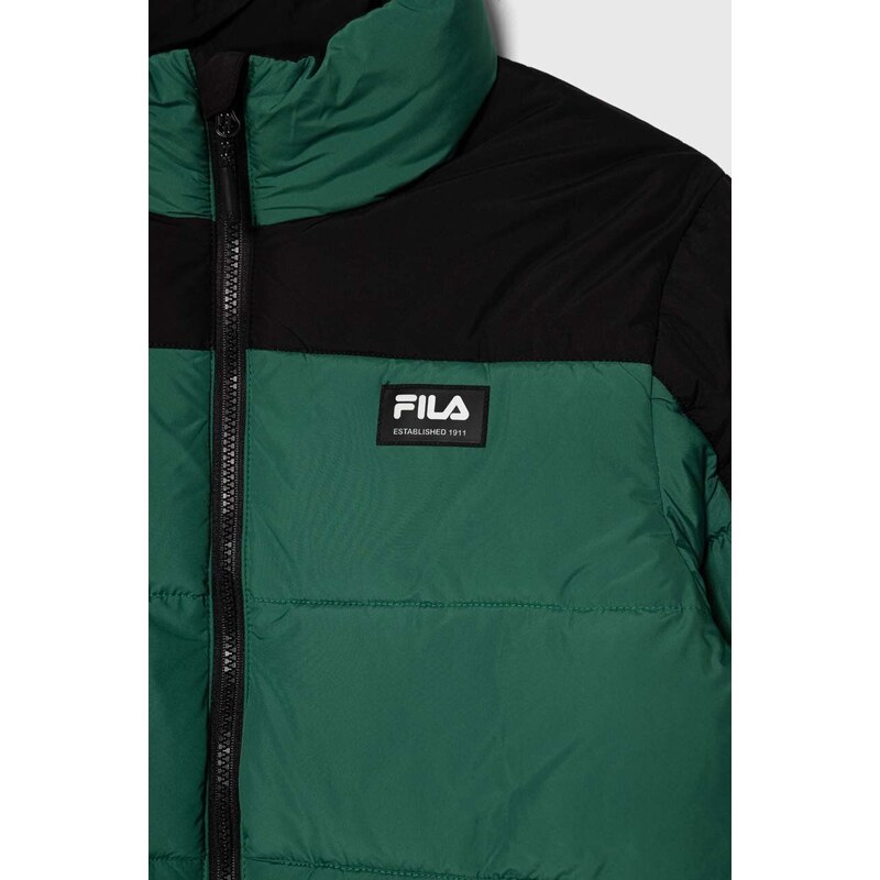 Dětská bunda Fila THALWENDEN blocked puff jacket zelená barva