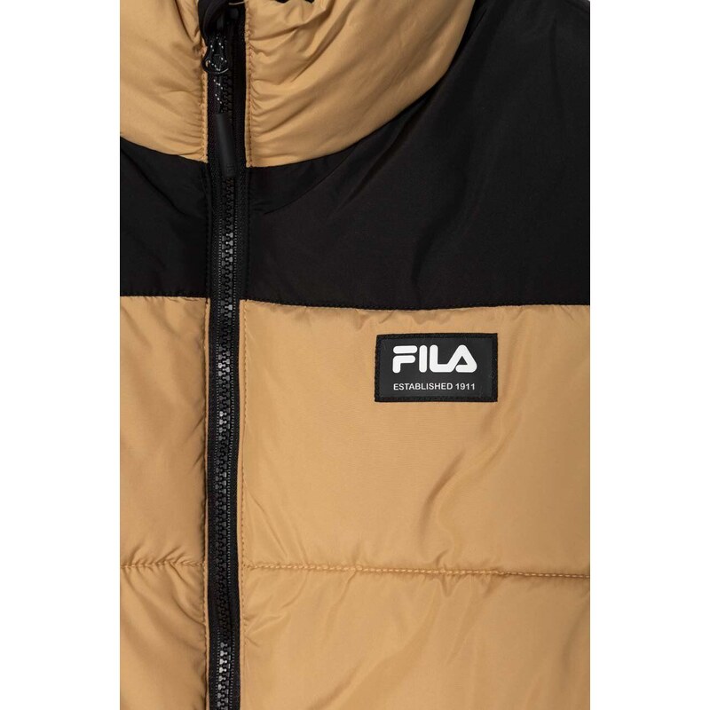 Dětská bunda Fila THALWENDEN blocked puff jacket béžová barva