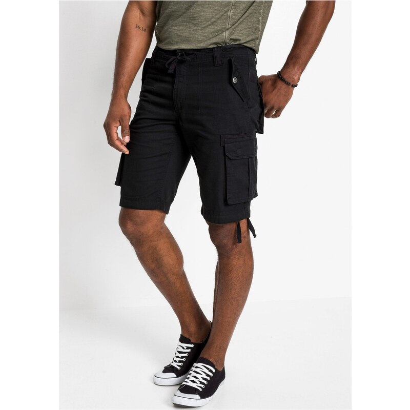 bonprix Cargo bermudy Regular Fit, z čisté bavlny černá Muž