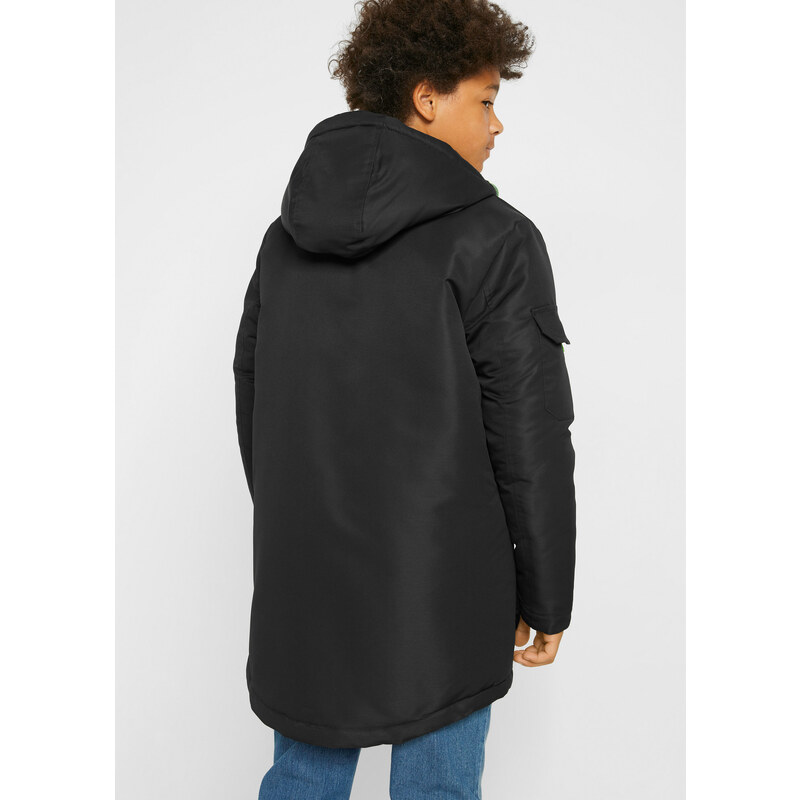 bonprix Zimní bunda s kapucí, pro chlapce Černá