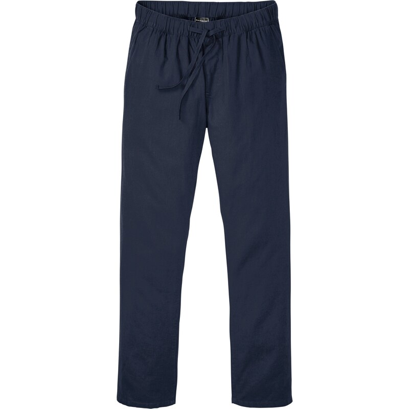 bonprix Chino kalhoty Regular Fit s podílem lnu, Straight Modrá