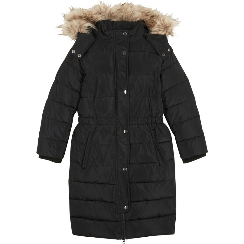 bonprix Vatovaný kabát s odnímatelnou kapucí, pro dívky Černá