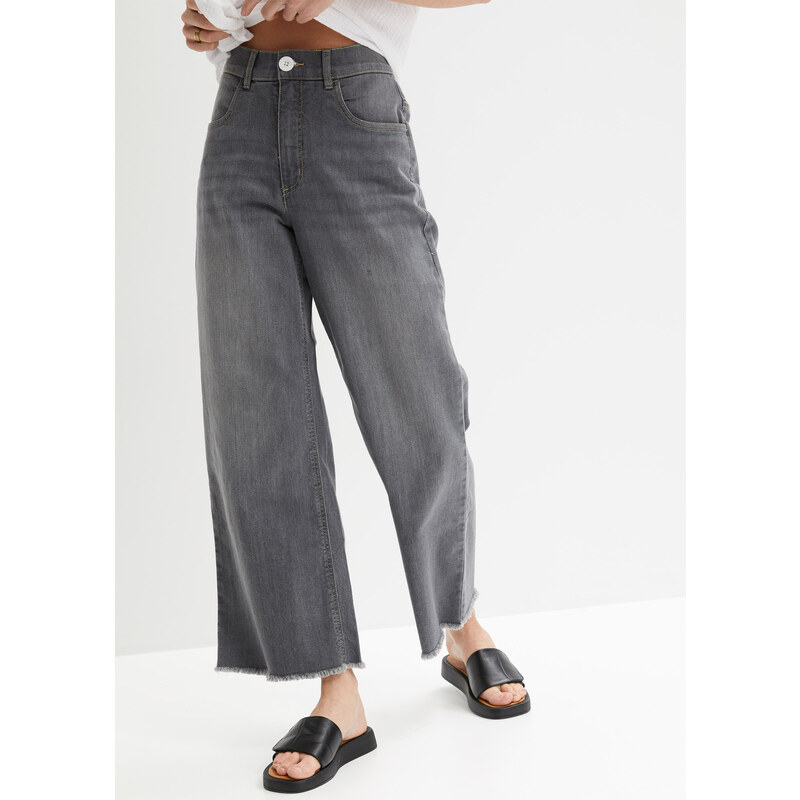 bonprix 7/8 džíny, Wide Fit šedá Žena