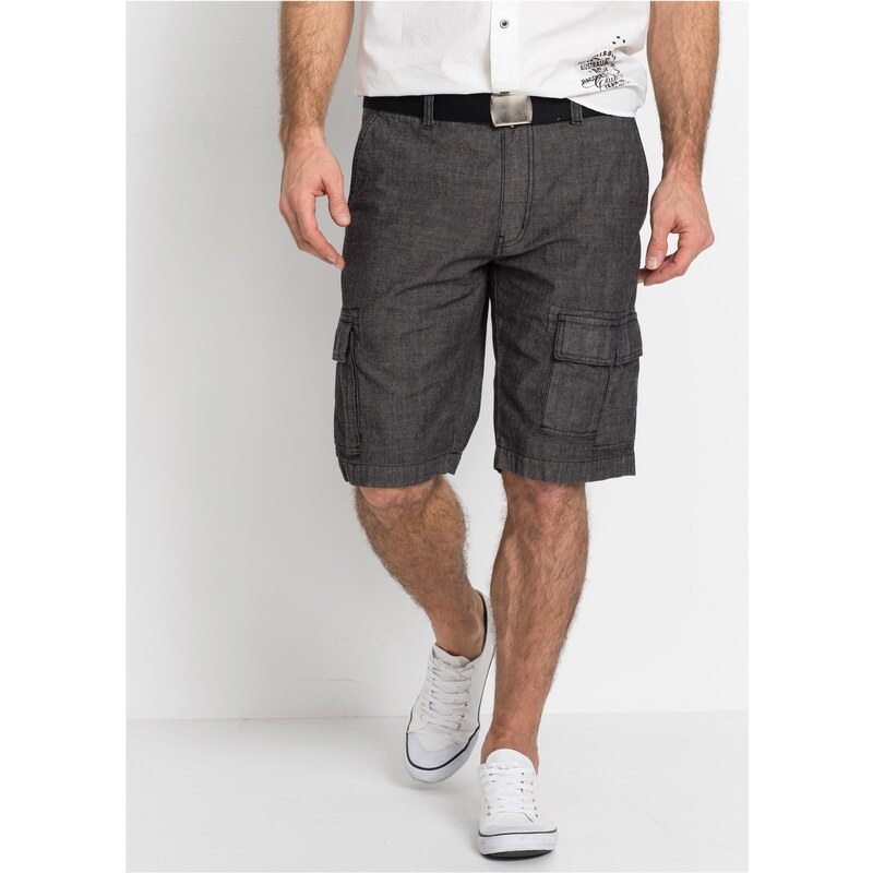 bonprix Cargo bermudy z čisté bavlny, Loose Fit černá Muž