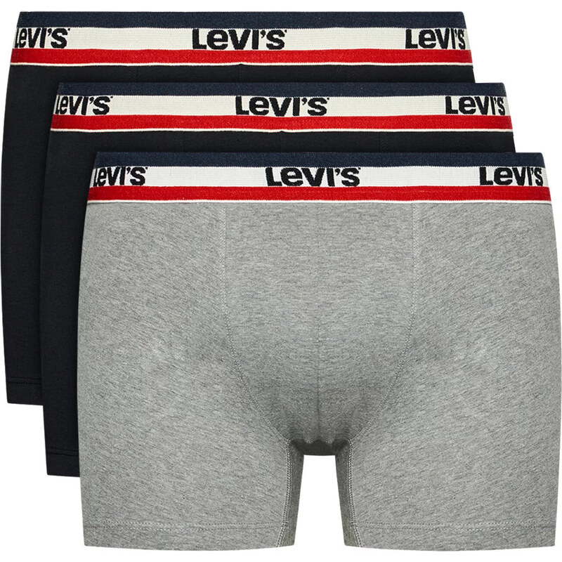 ČERNO-ŠEDÁ SADA BOXEREK LEVI'S BOXER 3 PAIRS BRIEFS Černá