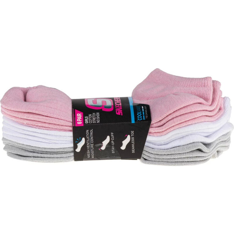 SET PONOŽEK SKECHERS 6PK GIRLS TERRY NO SHOW Barevná