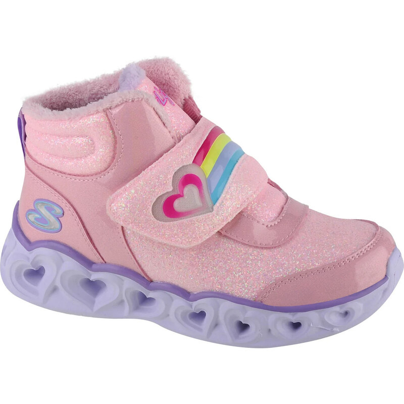 Pudrové dívčí svítící boty Skechers Heart Lights - Brilliant Rainbow 100786483