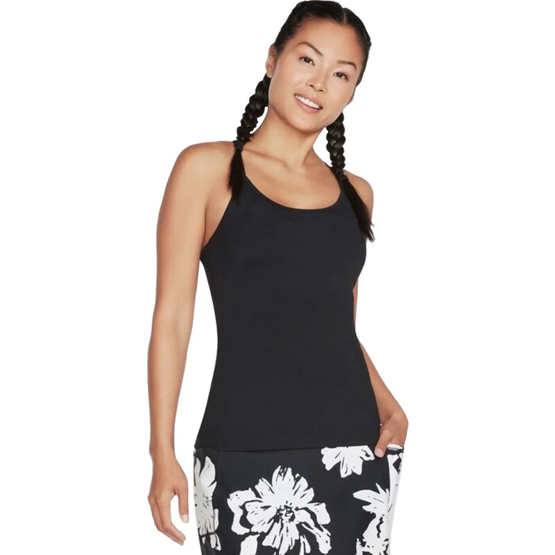 Černý dámský top Skechers Go Walk Racerback Shelf Bra Cami Černá 78948951