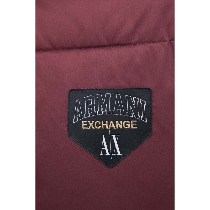 Bunda Armani Exchange pánská, vínová barva, zimní