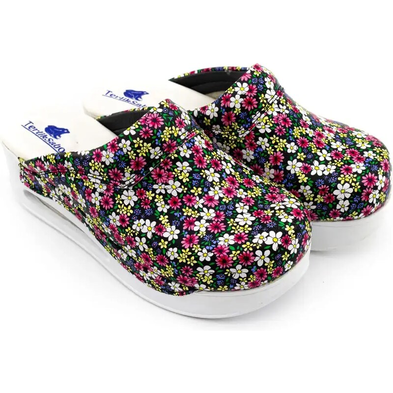 Terlik Sabo Terlik barevní a zdravotni AIR obuv - pantofle bíle květinkové