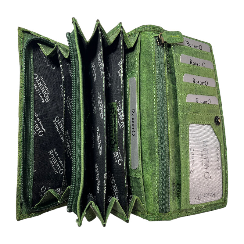 Lozano Dámská kožená peněženka s růží zelená 3998/2