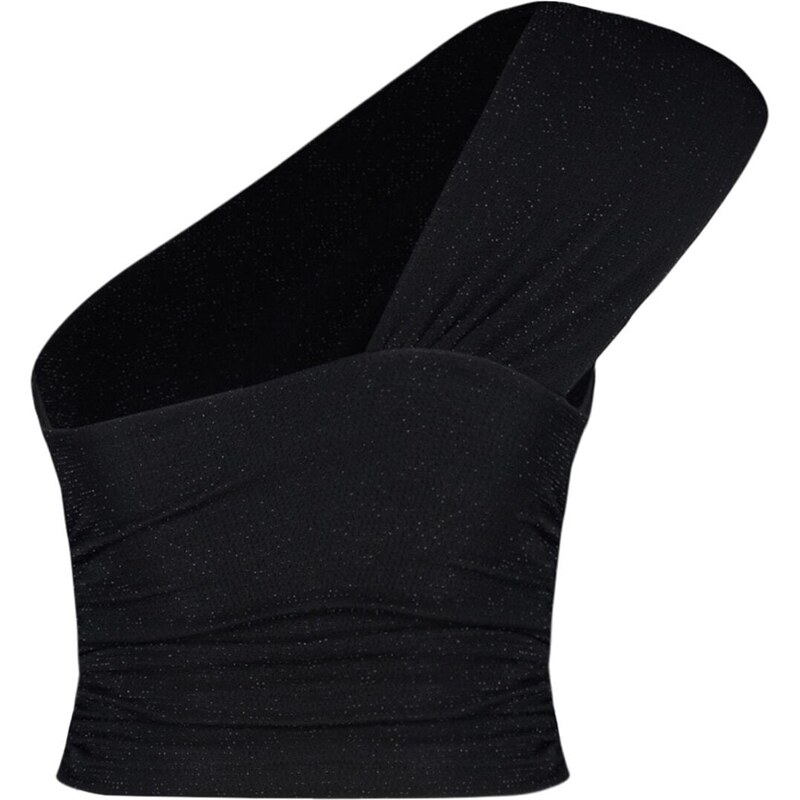 Trendyol Black Crop Lined Knitted Shimmer Bustier