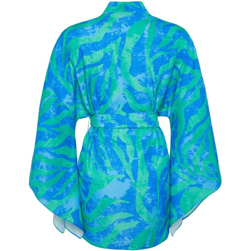 Trendyol Abstract Patterned Belted Mini Woven Kimono & Kaftan