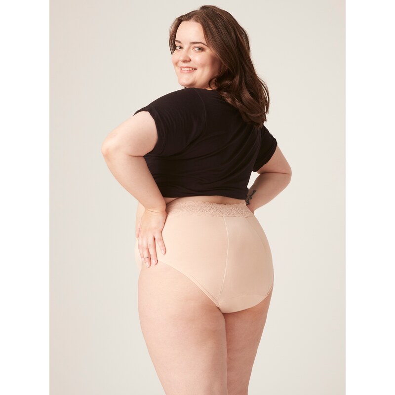Menstruační kalhotky Modibodi Sensual Hi-Waist Bikini Maxi Beige - VYBALENÉ (MODI4042BVYB) XS