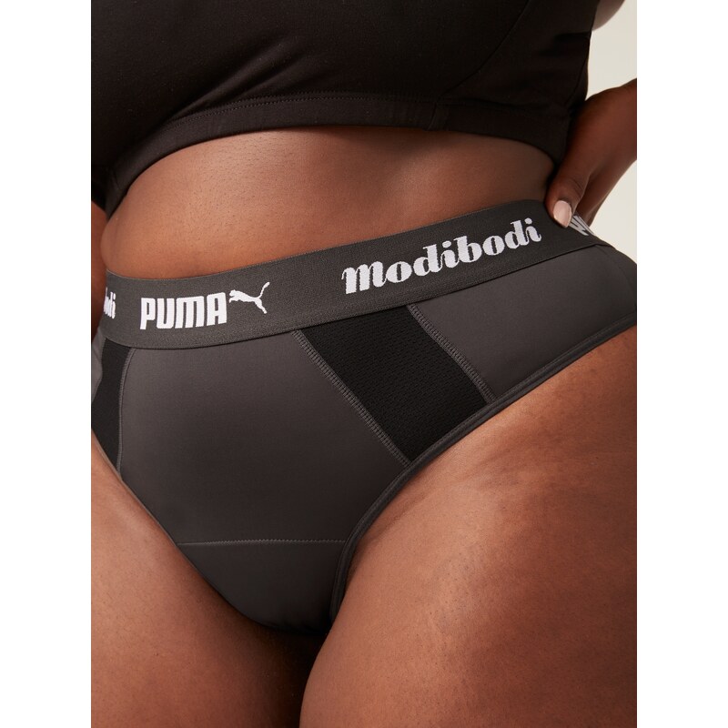 Menstruační kalhotky PUMA & Modibodi Active Thong Super Light Dark (MODI4093)