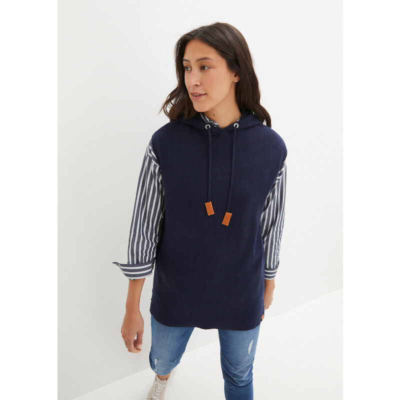 bonprix Vesta s kapucí, oversized modrá Žena 84523533