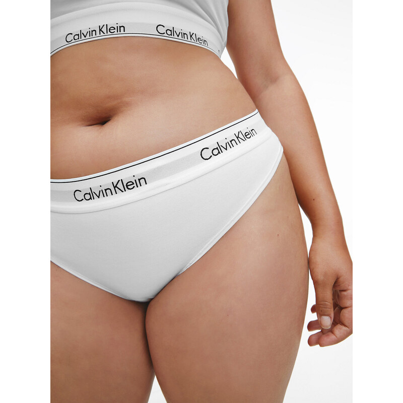 Dámská tanga Plus Size Thong Modern Cotton 000QF5117E100 bílá - Calvin Klein