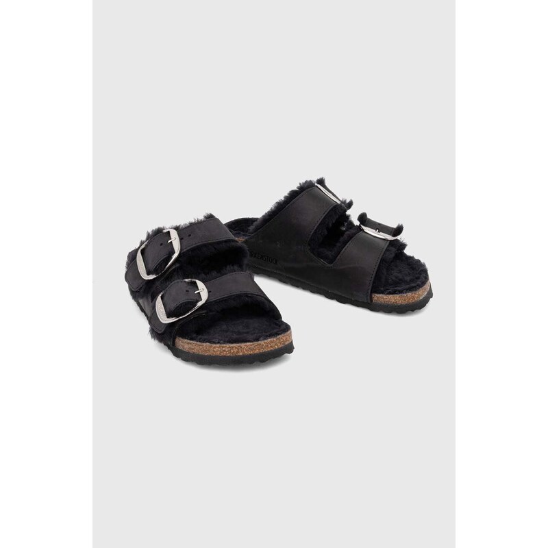 Kožené pantofle Birkenstock dámské, černá barva