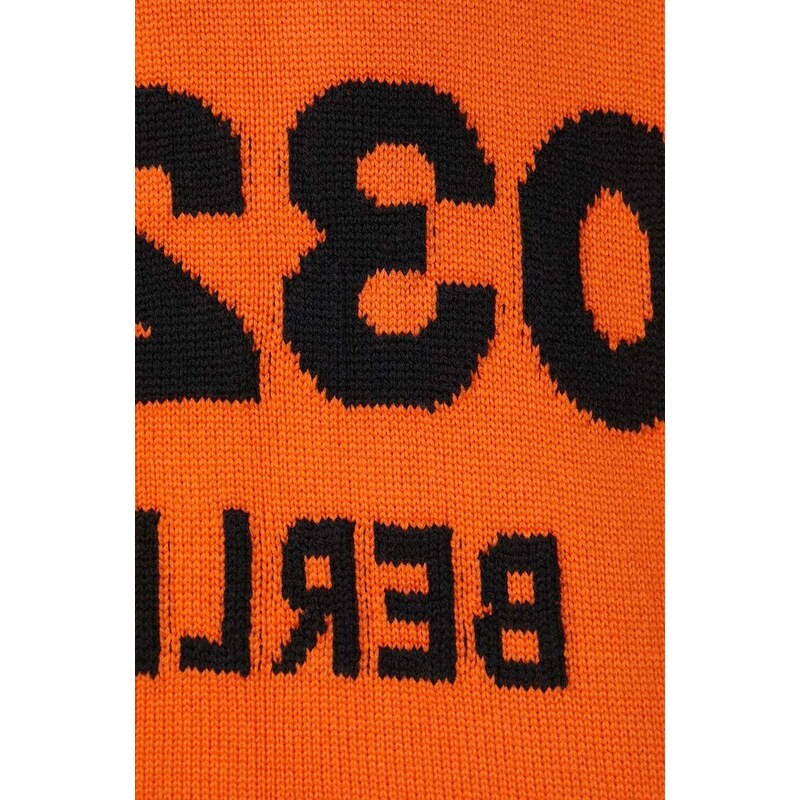Vlněný svetr 032C pánský, oranžová barva, hřejivý