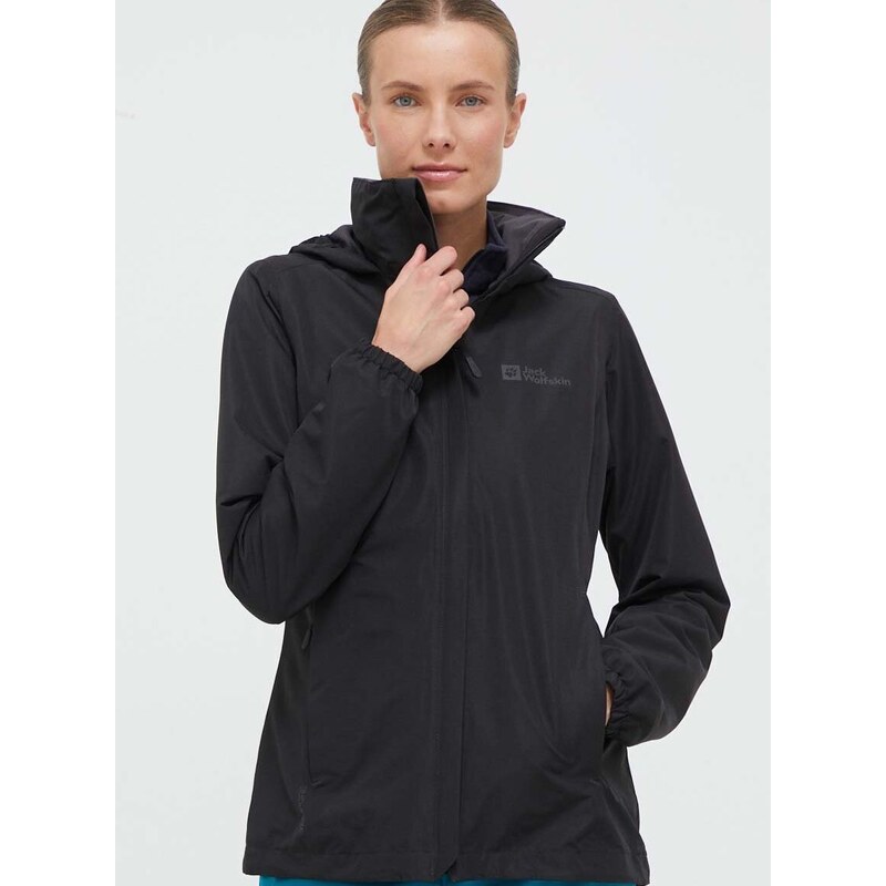 Outdoorová bunda Jack Wolfskin Stormy Point 2L JKT černá barva, 1111202