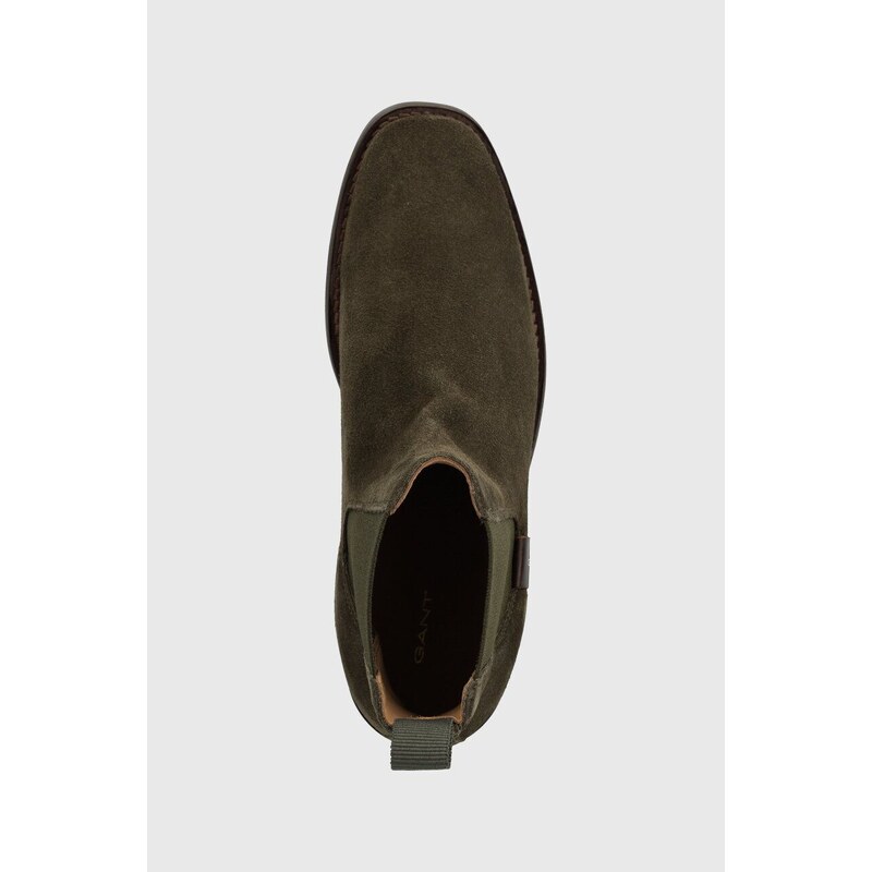 Semišové kotníkové boty Gant Fayy dámské, zelená barva, na plochém podpatku, 27553384.G710