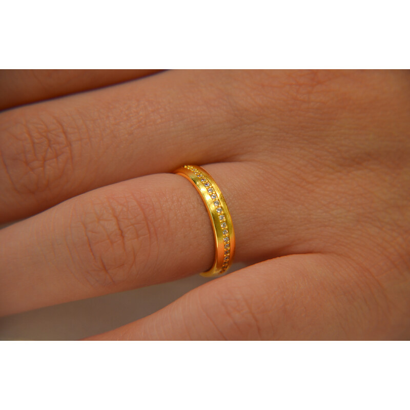 OLIVIE Snubní stříbrný prsten MATTE GOLD 7482