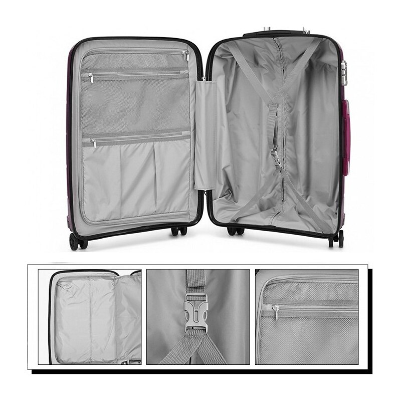 Konofactory Fialový prémiový skořepinový kufr s TSA zámkem "Solid" - vel. M, L
