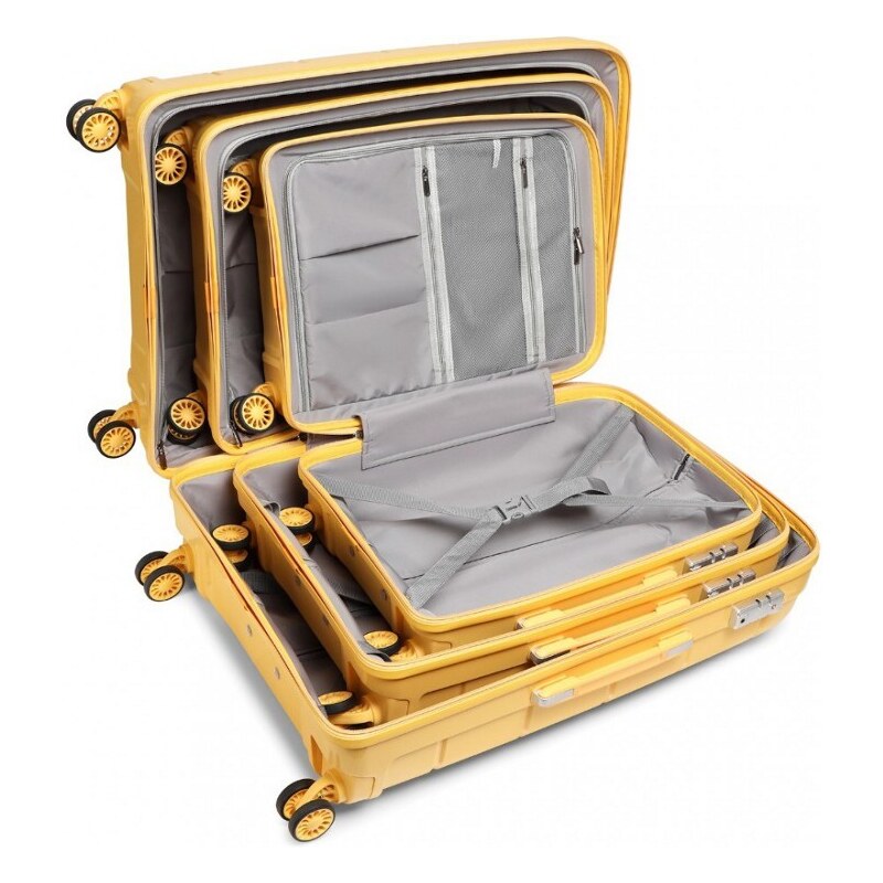Konofactory Žlutý prémiový skořepinový kufr s TSA zámkem "Solid" - vel. M, L