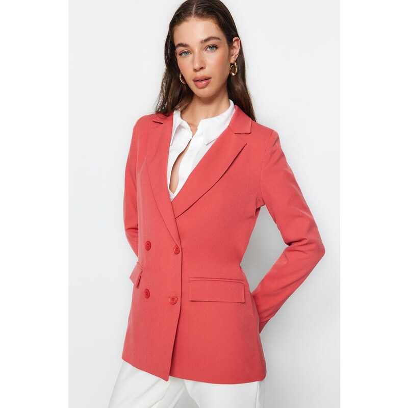 Trendyol Red Regular Lined Double Breasted Closure Woven Blazer Jacket