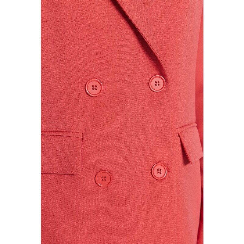 Trendyol Red Regular Lined Double Breasted Closure Woven Blazer Jacket