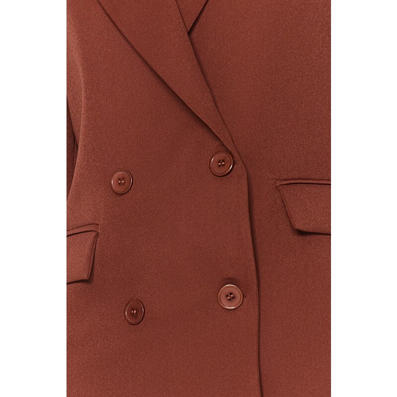 Trendyol Brown Regular Lined Double Breasted Closure Woven Blazer Jacket