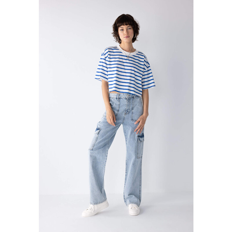 DEFACTO Slim Fit Striped Short Sleeve T-Shirt