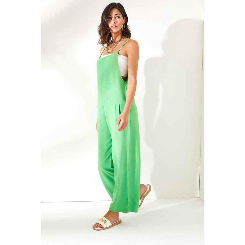 Olalook Women's Pistachio Loose, Pocket Loose, Flowing Overall