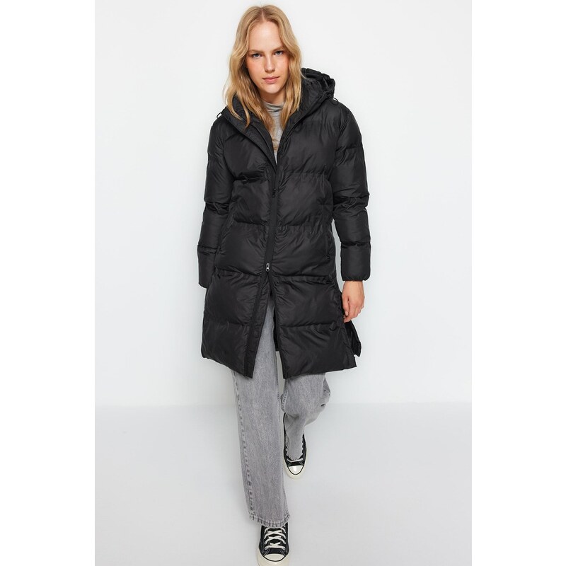 Trendyol Black Hooded Water Repellent Long Puffer Jacket