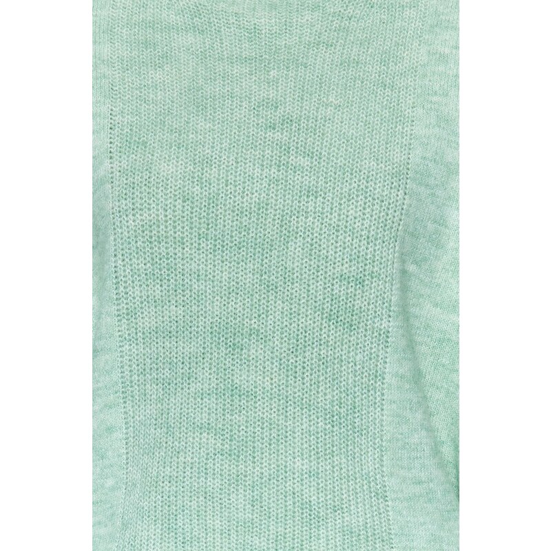 Trendyol Mint Super Wide Fit Měkký texturovaný netopýří rukáv Detail Pletený svetr