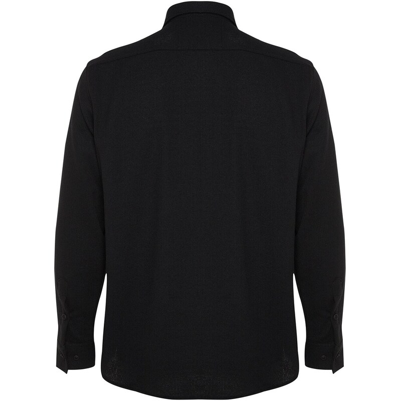 Trendyol Black Regular Fit Waffle Textured Knitted Shirt