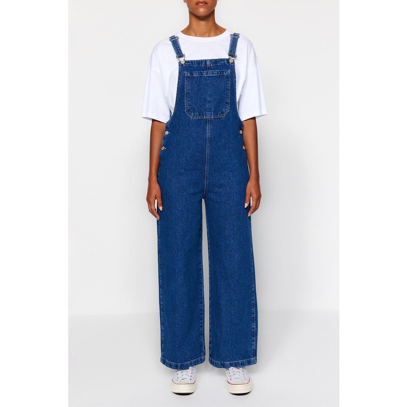 Trendyol Dark Blue Denim Overalls Jumpsuit