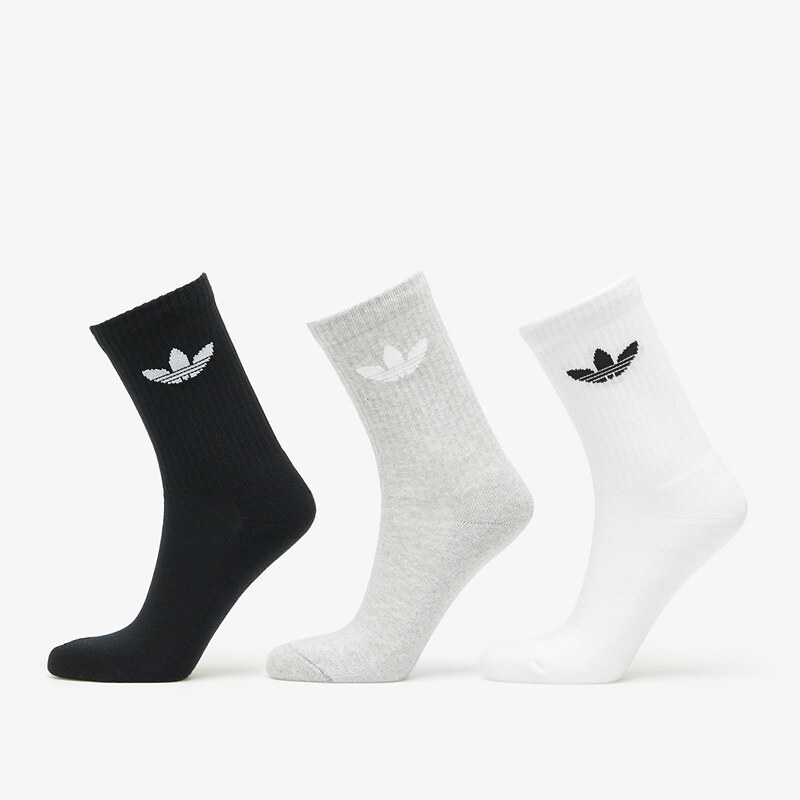 adidas Originals Pánské ponožky adidas Trefoil Cushion Crew Sock 3-Pack White/ Medium Grey Heather/ Black
