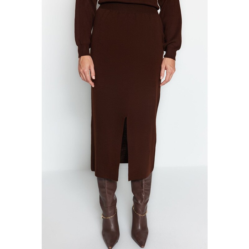 Trendyol Brown Turtleneck Knitwear Two Piece Set