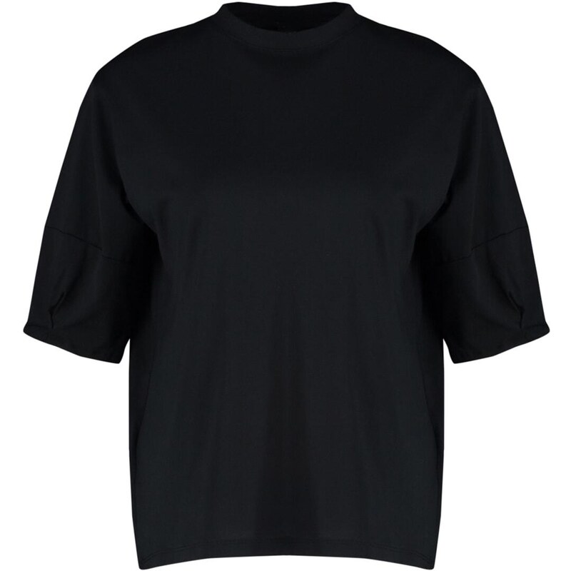 Trendyol Black 100% Cotton Premium Oversize/Wide Fit All-in-One Square Arms Knitted T-Shirt