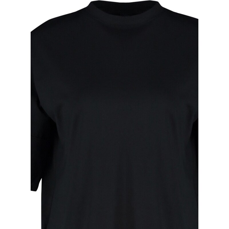 Trendyol Black 100% Cotton Premium Oversize/Wide Fit All-in-One Square Arms Knitted T-Shirt