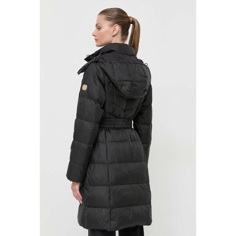 Péřová bunda Twinset dámská, černá barva, přechodná