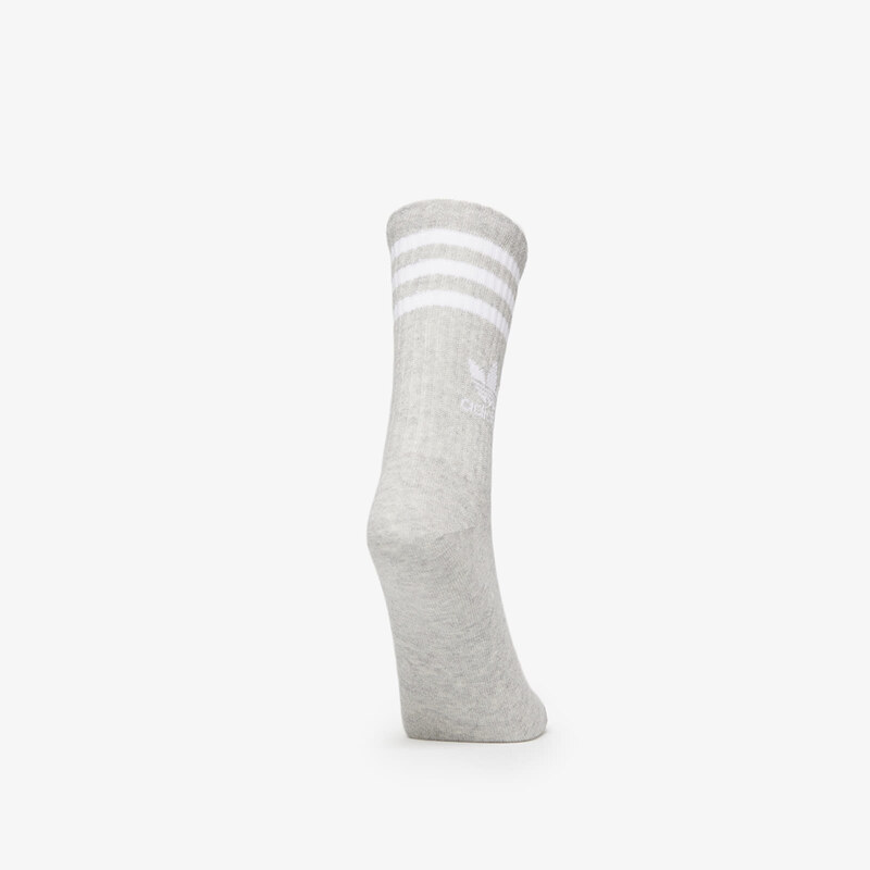 adidas Originals Pánské ponožky adidas Mid Cut Crew Socks 3-Pack White/ Medium Grey Heather/ Black