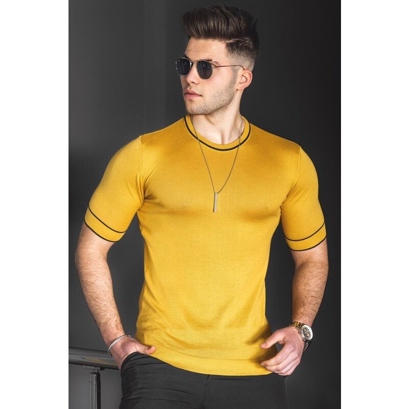 Madmext Men's Mustard Knitwear T-Shirt 5080