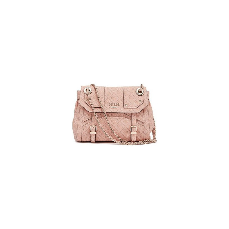 Guess Elegantní crossbody kabelka Rikki Quattro G Flap Crossbody růžová