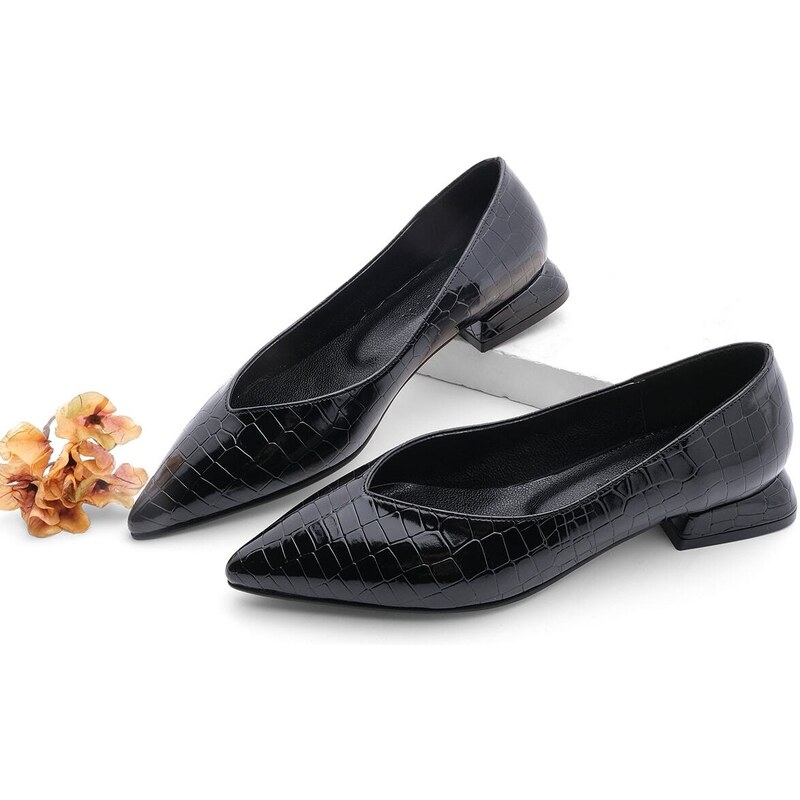 Marjin Women's Flats Pointed Toe Evka Black