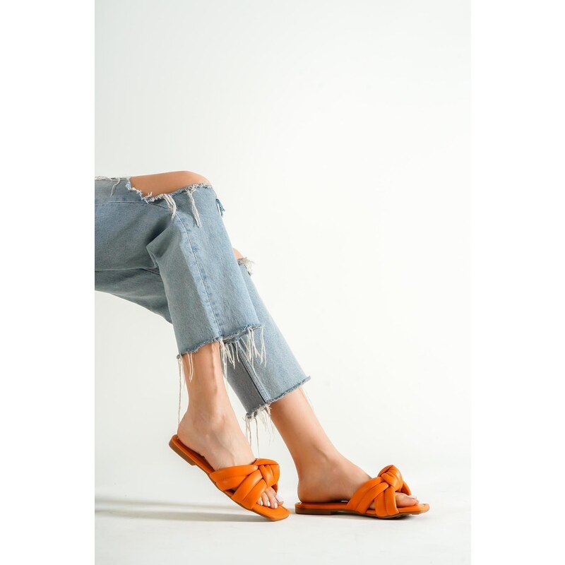 Capone Outfitters Capone Flat Heeled Orange Women's Slippers